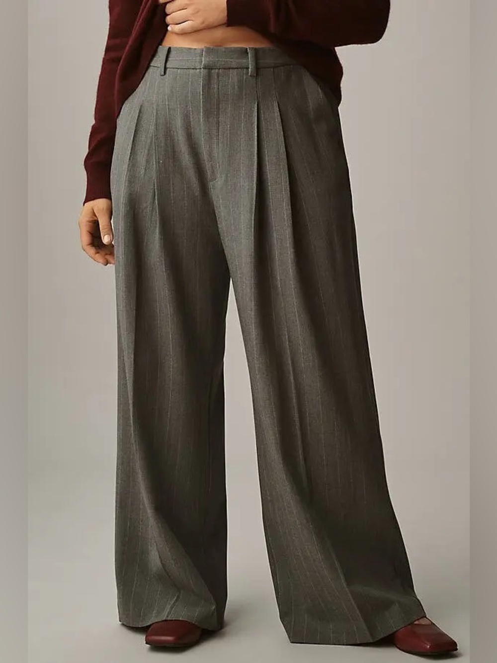 NWT Maeve x Anthropologie Women’s Striped Pleated Trousers Gray Size 2X